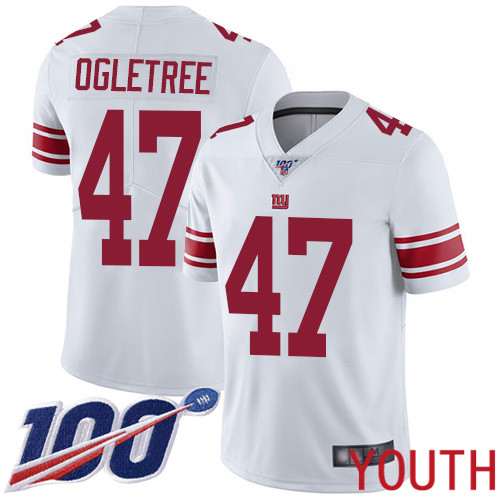 Youth New York Giants #47 Alec Ogletree White Vapor Untouchable Limited Player 100th Season Football NFL Jersey